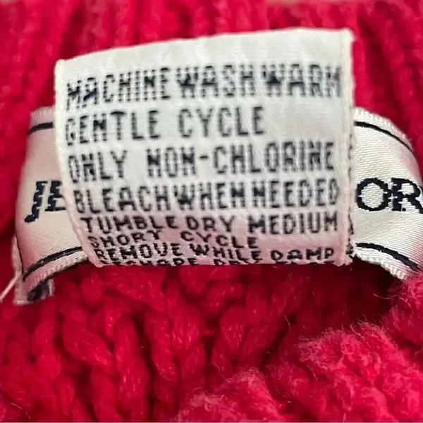 Jennifer Moore Vintage Cotton Red Cable Knit Shoulder Pads Y2K Cozy Sweater SZ M - Image 6