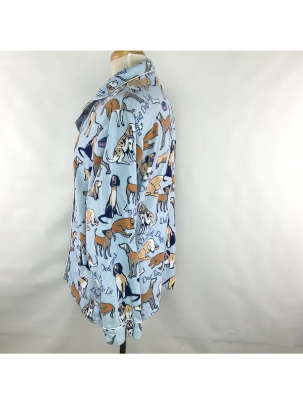 Pajamagram Medium Dog Tired Cotton Flannel Pajamas 2-Pc Blue 100% Cotton Womens - Image 9