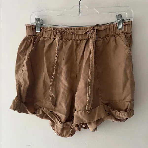 Aerie Adorable Khaki‎ Brown Soft Stretchy Waist Tie Front Shorts - Image 5