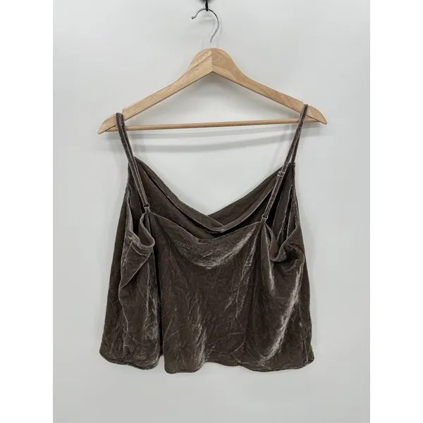 Banana Republic Velvet Tank Top Women XL‎ Front Cami Boxy Crop Scoop Neck Dark - Image 2