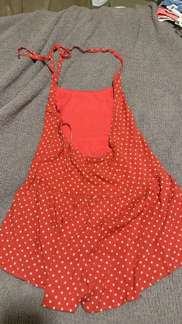 Free People Red/pink Polka Dot Romper - Image 6