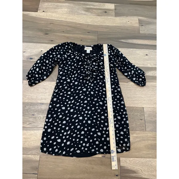 Francesca’s Collection Black White Polka Dot Chiffon Blouson Dress Sz L Ruffle - Image 11