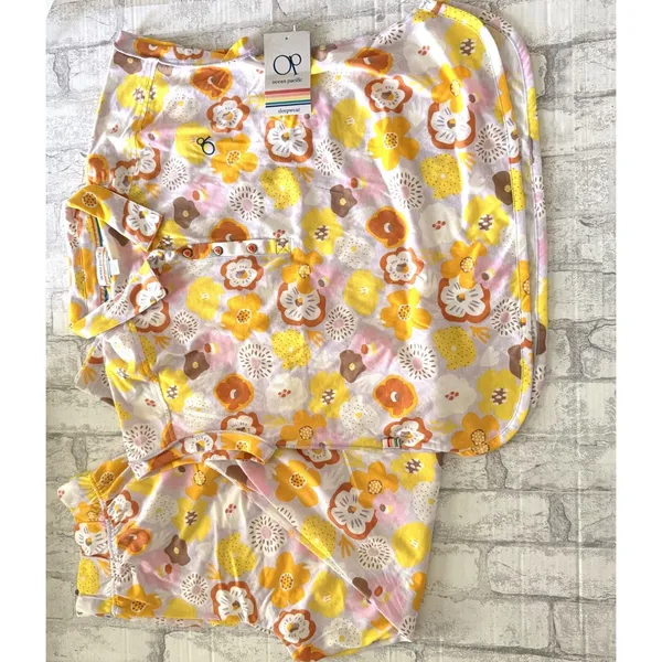 Ocean Pacific NWT Floral Henley Pajama Set Retro 70s Groovy Lounge Sleepwear S - Image 2