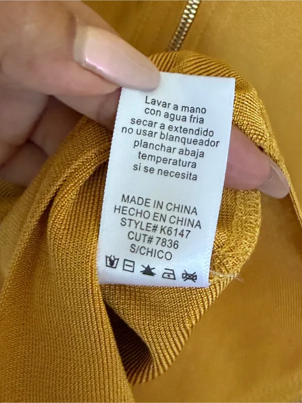 Mustard Bandage Dress S Corset Lace Up Bodycon Y2K Baddie Fall Mini - Image 6