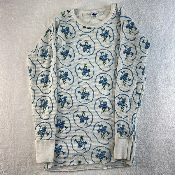Vintage HEALTHKNIT Small Womens Long John Thermal 2 Pc Set Top Bottom Floral USA - Image 4