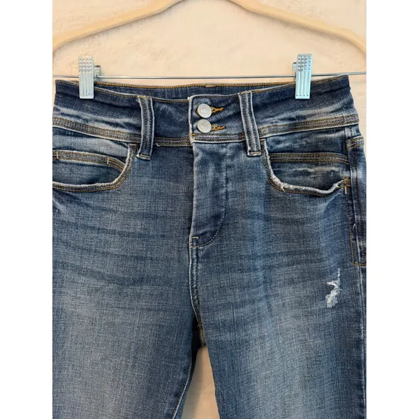 Artemis Vintage Womens High Rise Double Button Flare‎ Jeans Distressed - Image 3