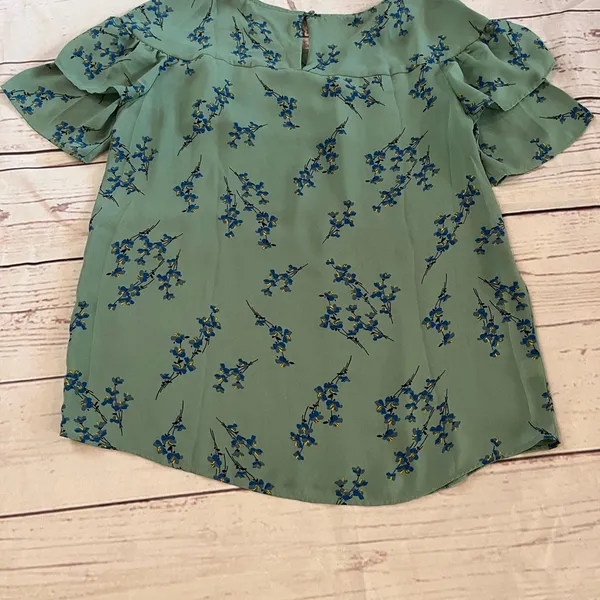 LOFT Green Floral Women's Top - Image 3