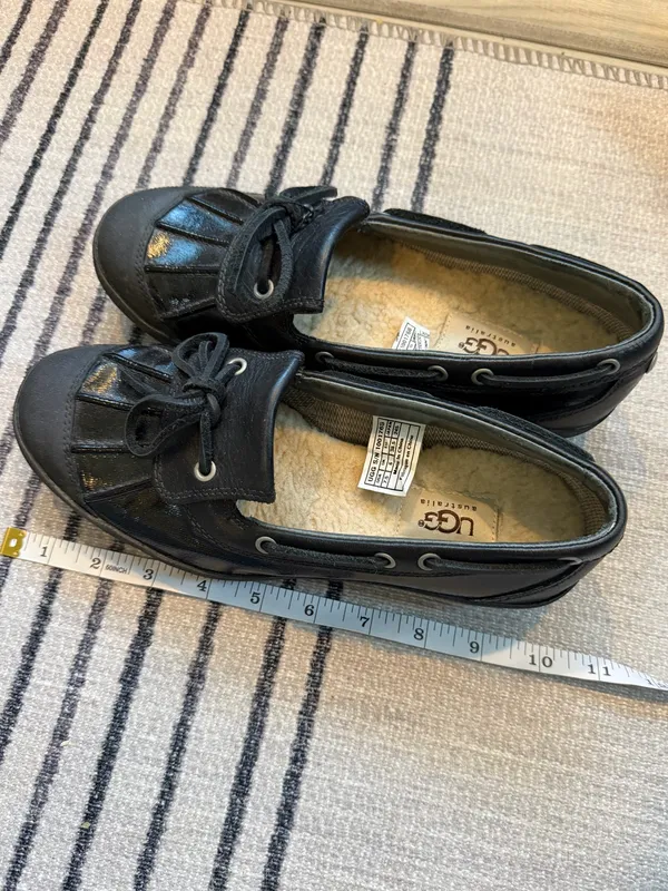 UGG Ashdale 1001768 Black Leather Shearling Lined Waterproof Duck Shoes 7.5 - Image 3