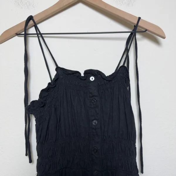 Universal‎ Thread Womens Linen Milkmaid Dress M Black Smocked Cottagecore - Image 3