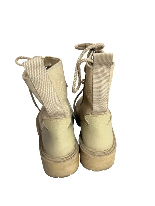 Zara Tan Canvas Lace Up Combat Boots Lug Sole Chunky Size 6.5 Women's - Image 5
