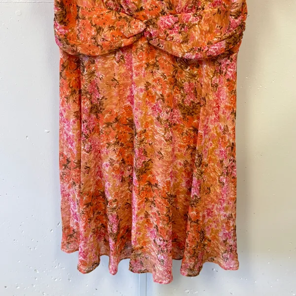 NWT Avenue Floral Chiffon Midi Dress Orange V-Neck Short‎ Sleeve Plus Size 18W - Image 4