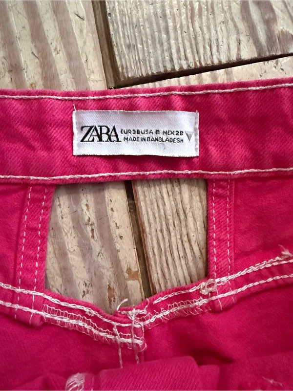 Zara Hot Pink Contrast Stitch Pants size 6 - Image 5