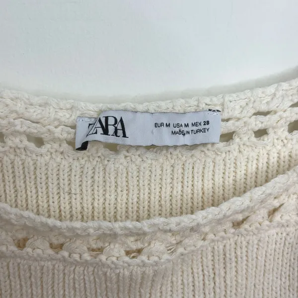 Zara Crochet Cropped Peplum Baby Doll Tank Top Cream White Size Medium - Image 5