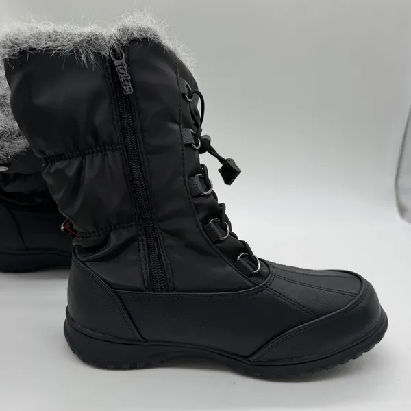 Totes April Black Wide Width Snow Boots Womens 5W Thermolite Insulated Faux Fur - Image 4