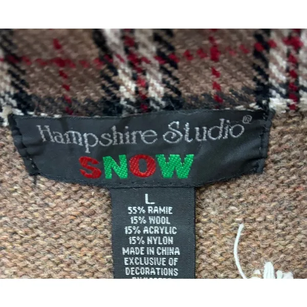 Hampshire Studio Snowman Sweater Vest Large Brown Christmas Holiday Knit - Image 4