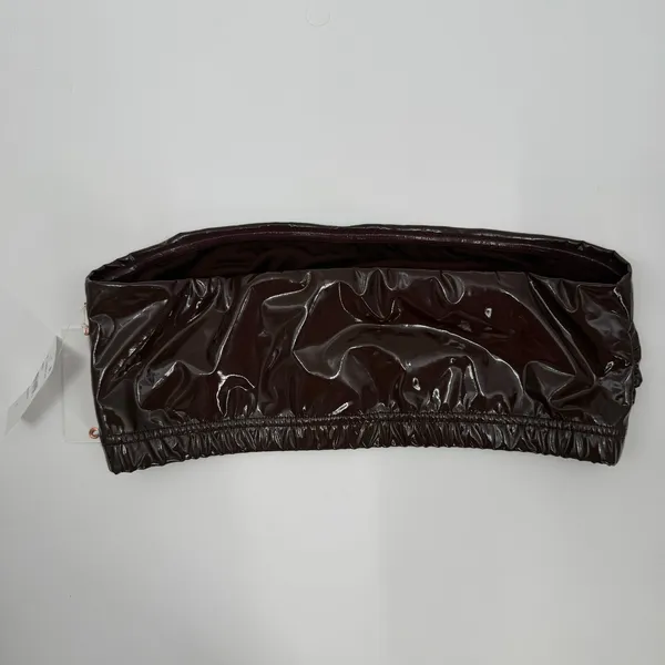 Good American Bikini Top Size Medium Faux Patent Leather Bandeau NWT Swim Brown - Image 2