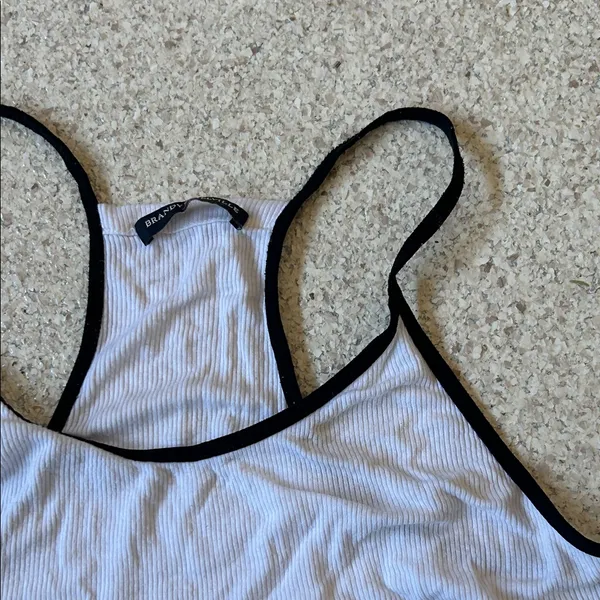 Brandy Melville White Tank with Black Edges - Image 3