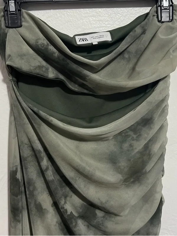 #24 Zara Strapless Cut Out Tulle Midi Dress Size L - Image 11