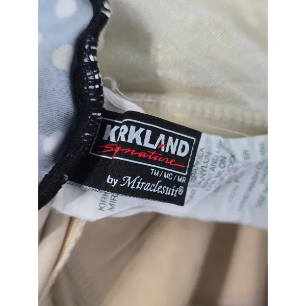 Kirkland Signature Polka Dot 90s One Piece Swimsuit Beach Vacation Resort Goth Boho Black Large 12 - Image 5