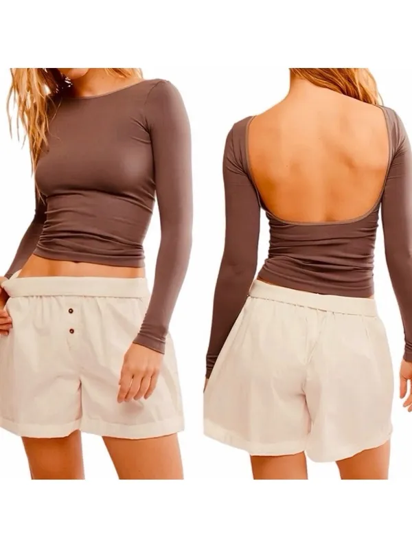 Free People x intimately FP Low Back Seamless Brown Long sleeve size xs/s - Image 2