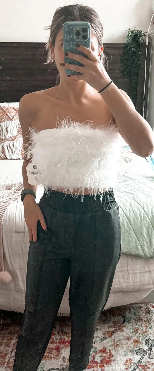 Altar'd State White Feather Strapless Top - Image 3