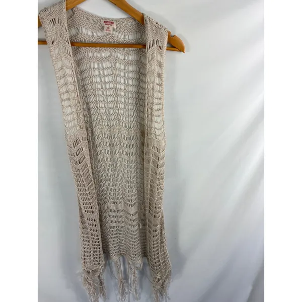 Mossimo Crochet Knit Boho Festival Longline Cardigan Vest Size XS - Image 2