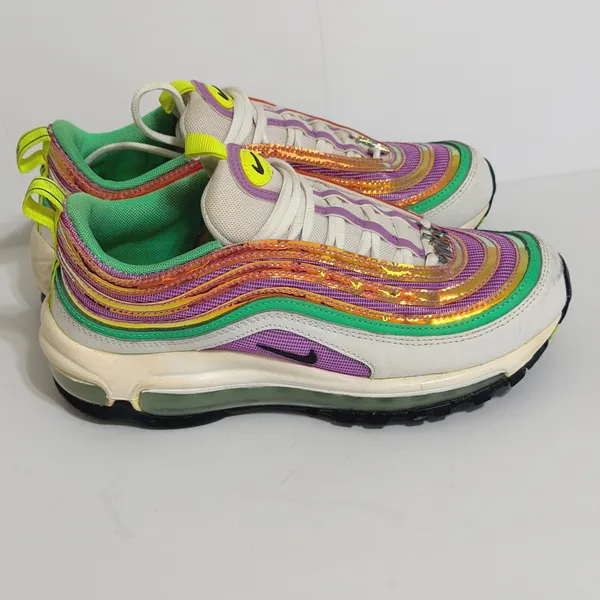 Nike Air Max 97 White Electro Green Fuchsia‎ Glow Sneakers Womens 7 Multicolor - Image 3