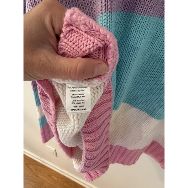 Show Me Your Mumu XL Striped SKI Logo Chunky Knit Oversized Crewneck Sweater - Image 8