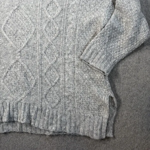 Aerie Women's Small Gray Cable Knit Turtleneck Sweater Oversized Pullover Wool - Image 2