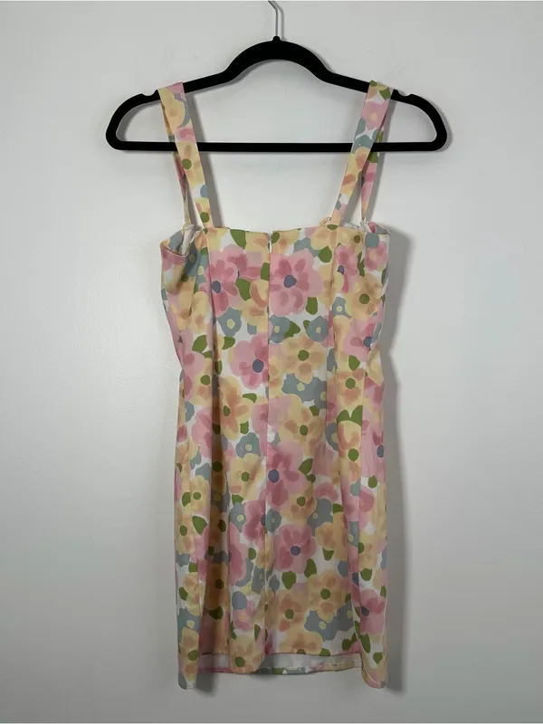 Princess Polly Floral Mini Dress Women’s US 2 Pink Yellow Ruched Corset NWT - Image 4