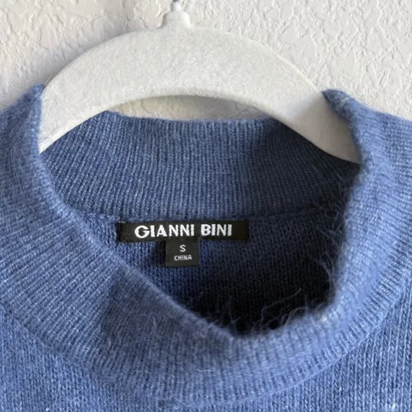 Gianni Bini Women’s Small Blue‎ Angora Blend Ruffle Tiered Bell Sleeves Sweater - Image 4