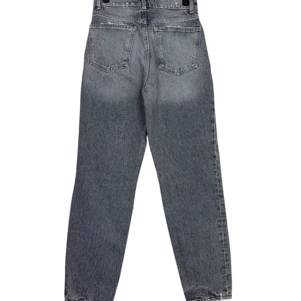 ZARA Wide Leg High Rise Vintage DInspired istressed Cropped Jeans 2 Rinsed Black - Image 15