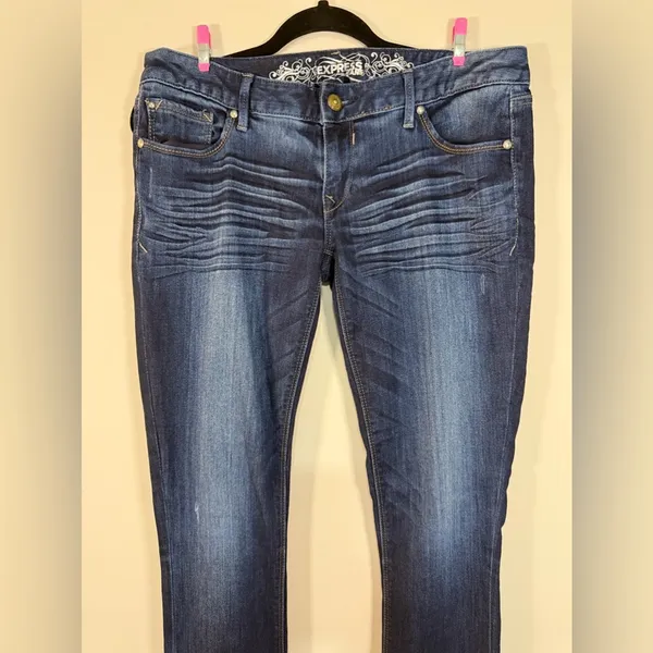 Express Women’s Zelda Slim Fit Legging Jeans Ultra Low Rise Dark Washed Sz 8 R - Image 2