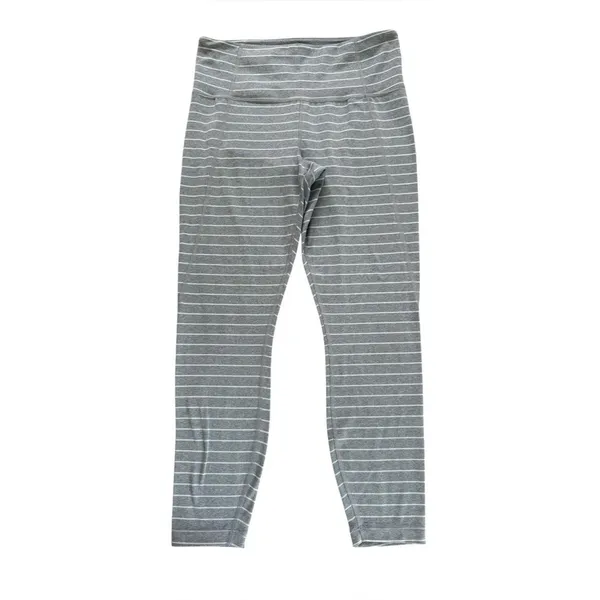 Athleta Stripe Salutation Leggings In Powervita Gray White Womens Medium - Image 2