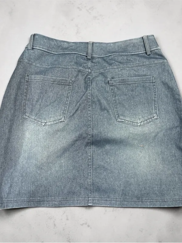 Washed Blue Denim Mini Skirt Amazon - Image 2