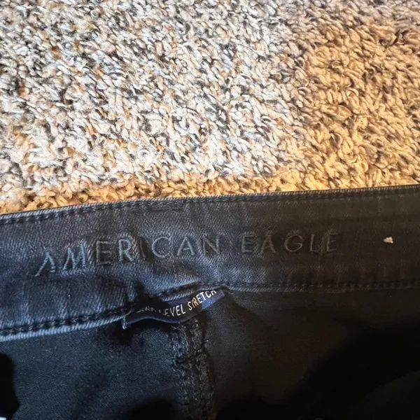 American Eagle Hi-Rise Jegging Black Distressed Ripped Skinny Jeans Womens 6 Reg - Image 2