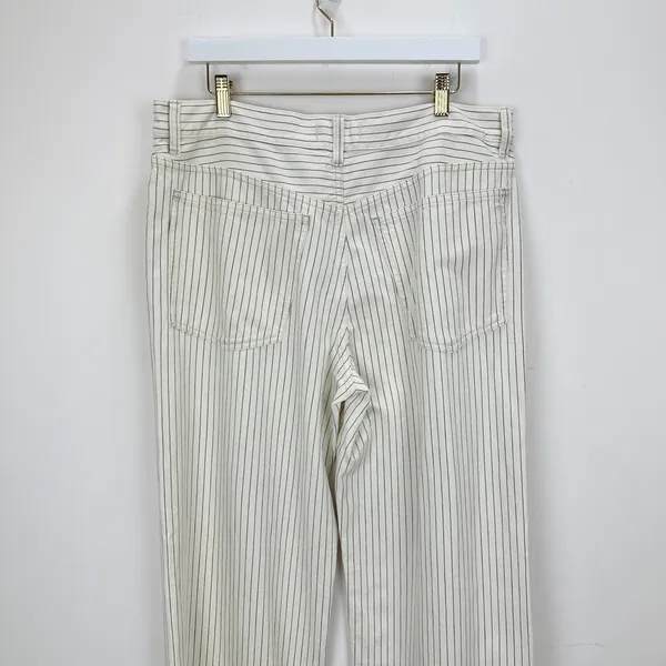 Madewell Low Slung Baggy Jeans Grey Railroad Stripe White Cream Rigid US 30 NWT - Image 11
