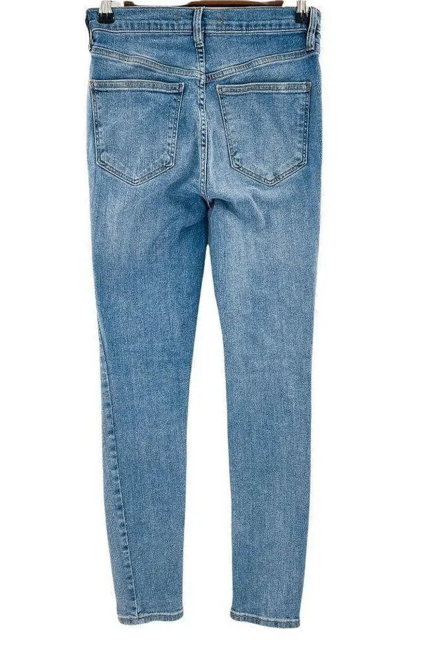 Free People Distressed Light Wash High Rise Stretch Skinny Jeans 26 S Short - Image 7