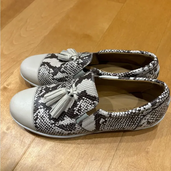 Peter Millar leather loafers shoes snakeskin sz 8 - Image 3