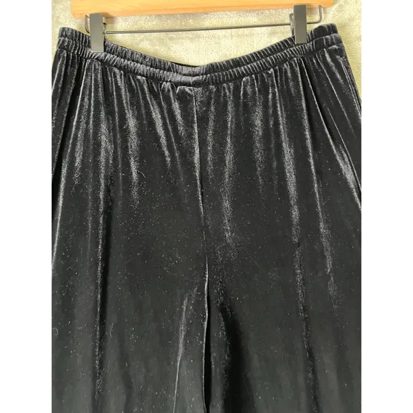 Vintage 90s Whimsigoth Dark Floral Rose Velvet Tank Top and Wide Leg Pants Set L - Image 10