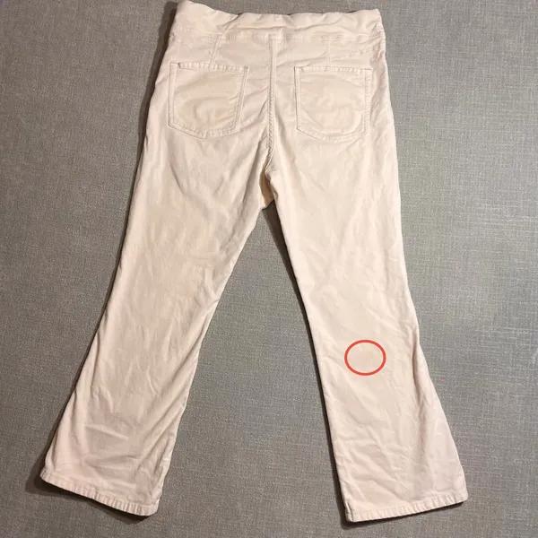 Free People‎ Cream Corduroy Flare Pants High Rise Side Zip Women's Size L - Image 5