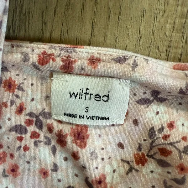 Wilfred Aritzia Only Mini Dress Pink Floral Square‎ Neck Side Tie Wrap Small - Image 6