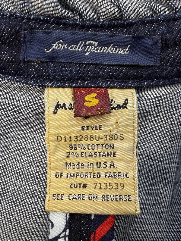 7 For All Mankind Dark Blue Denim Ruffle Button Front Sleeveless Jean Dress - Image 4