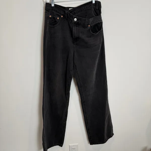 Pistola Black Crossover Denim Wide Leg Jeans - Image 3