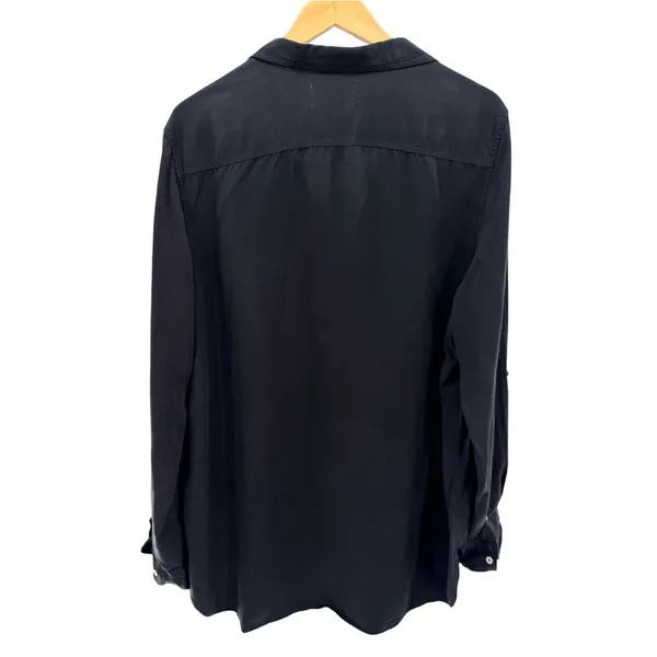 Aritzia Babaton Black Roll Tab Utility Button Down Shirt Blouse XL Quiet Luxury - Image 7