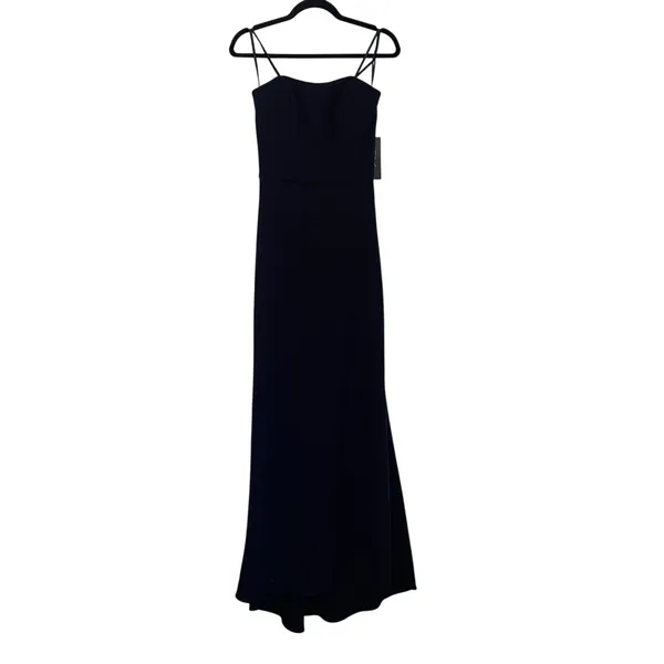 NWT La Femme 28835 Strapless Leg‎ Slit Double Strap Back in Navy Blue - Image 3