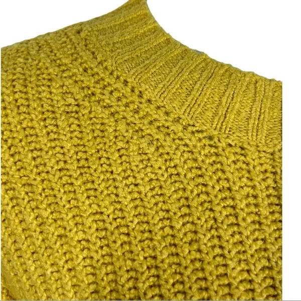 American Eagle Mustard Gold Chunky Knit Sweater Medium Oversized Fall - Image 4