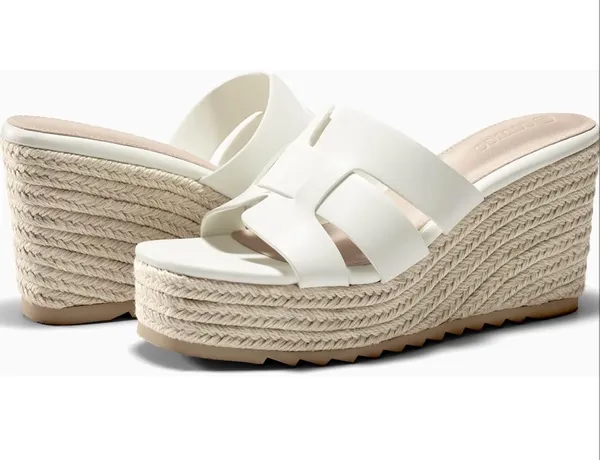 Coutgo Women's Wedge Sandals Platform Espadrille Heels Open Toe Strappy Slip On Casual Summer Slide Shoes - Image 3