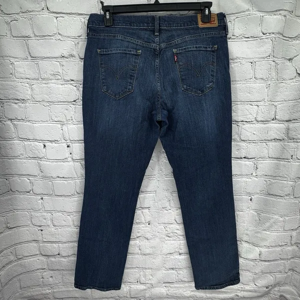 Levis 505 Jeans Womens 14 Blue Straight Leg Stretch Denim Mid Rise Classic - Image 2