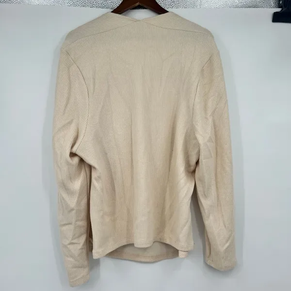 Anthropologie Long Sleeve Square Neck Top Ivory Cream Cozy Ribbed plus size 3X - Image 4